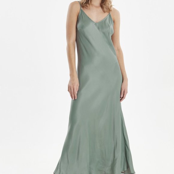 Sage Green Slip Dress - Picture 1 of 5